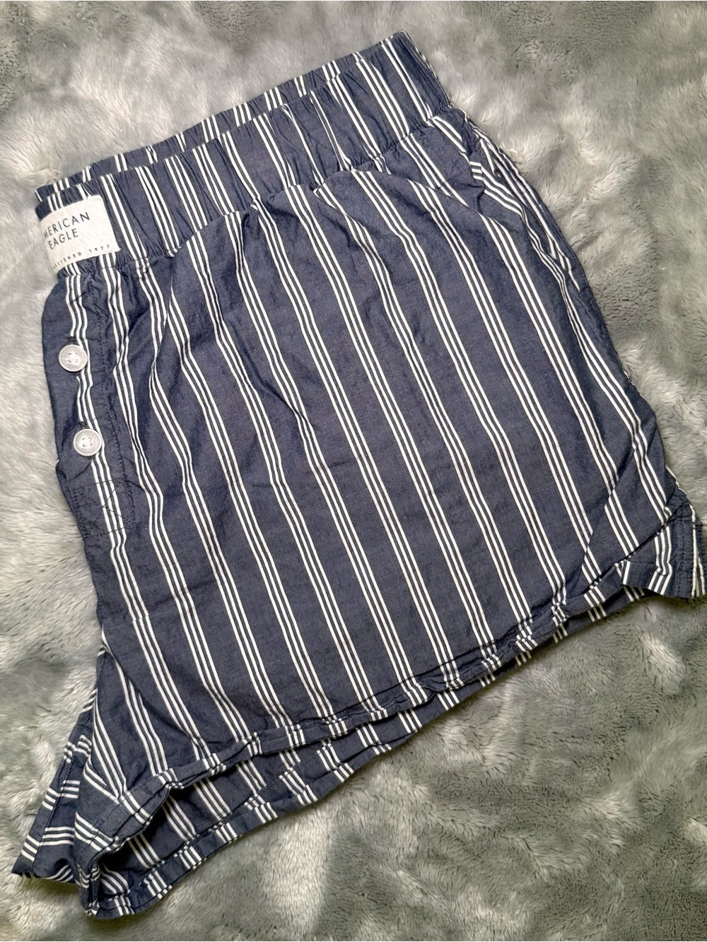 American Eagle Outfitters Navy and White Striped Boxer Shorts